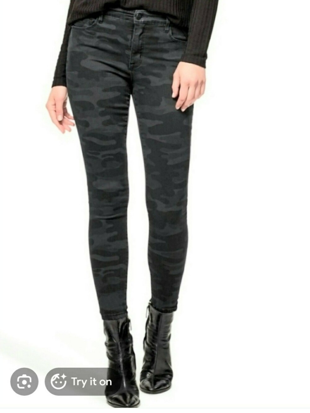 Sanctuary Social Standard Black Denim Prosperity Camo Mid Rise Ankle Skinny 14